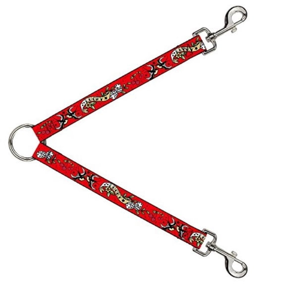 Dog Leash Splitter Lucky Red 1 Foot Long 1 Inch Wide