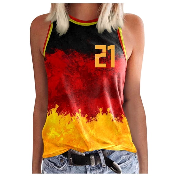XIAONU Women's Number-Print Sleeveless Tank Racerback Sports Casual Workout Sleeveless Tee