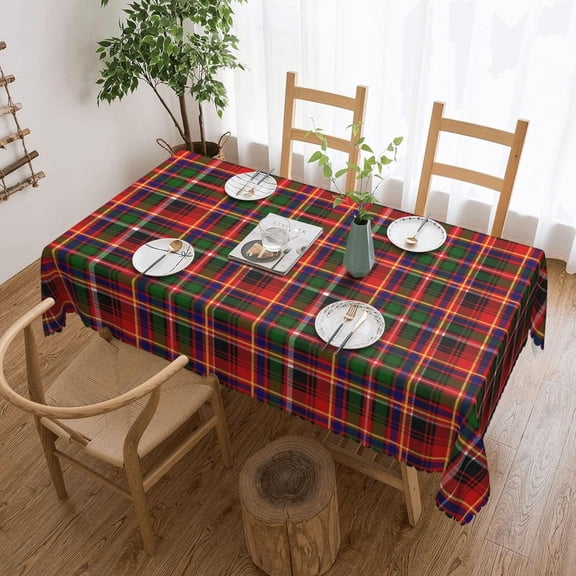 Rectangle Table Cloth, Scottish Clan Innes Tartan Plaid Resistant Washable Tablecloth Decorative Table Cover for Dining, Indoor and Outdoor