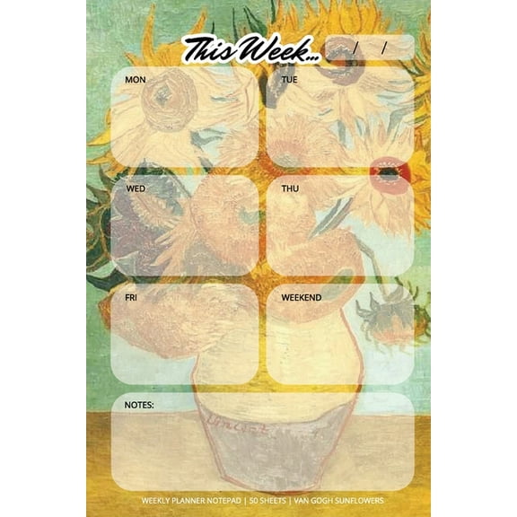 Weekly Planner Notepad: Van Gogh Sunflowers, Daily Planning Pad for Organizing, Tasks, Goals, Schedule, (Paperback)