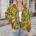 thumbnail image 3 of Jackets for Women Winter Coat Jackets Flannel Stand Collar Jacket(Vibrant Colorful Psychedelic Mandala Art,Size:S-4XL), 3 of 7