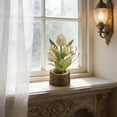 thumbnail image 7 of Tarmeek Artificial Flower Plant - White Faux Potted Green Plant for Indoor Living Room Office Desk, Realistic Fake Succulent Arrangement, 7 of 7