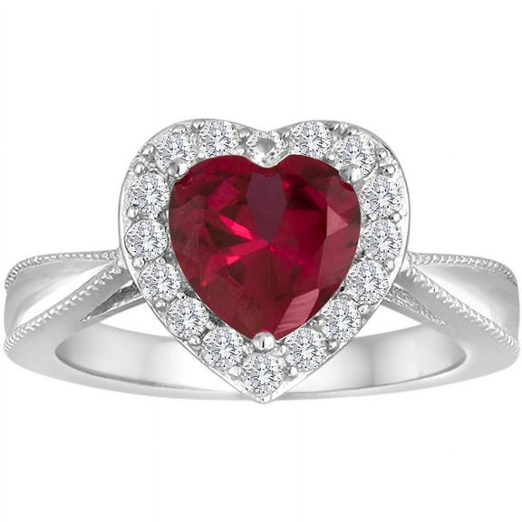 Ladies Brillance Fine Jewelry Created Ruby Sterling Silver Ring