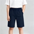 thumbnail image 2 of HAOTAGS Boys Shorts Size 12，Stretch Waist Side Pockets Breathable Summer Casual School Uniform ShortsNavy, 2 of 9