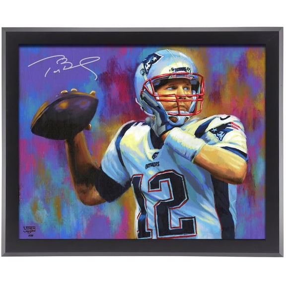 Tom Brady New England Patriots Autographed Framed 16" x 20" Embellished Canvas Giclee Print - Art by Steven Walden - #1 of Limited Edition 25 - Fanatics Authentic Certified