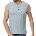 thumbnail image 4 of Men's Tank Tops Qiggri Men Casual Solid Sleeveless Pullover Sports Vest Button T Shirt Blouse Muscle Shirts, 4 of 9