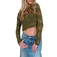 thumbnail image 2 of Coduop Women Crochet Knit Long Sleeve Crop Top Ripped Smock Swimsuit Cover Up Cardigan Knitwear, 2 of 9