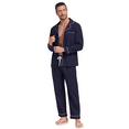 thumbnail image 3 of ANLIQI Mens 100% Cotton Pajama Sets Button Down Mens Pajama Sets Long Sleeve Knit mens Pajama Sets with Pockets(Navy Blue,M), 3 of 9