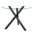 thumbnail image 6 of LUFTUT 39" Round Dining Table , Clear Tempered Glass Kitchen Table, Black X-Leg Metal Base, Modern Circle Leisure Table for 4, 6 of 8