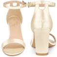 thumbnail image 3 of Unique Bargains Women's Ankle Strap Open Toe Chunky Heeled Sandals Champagne 6.5, 3 of 6