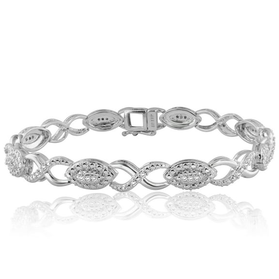 Arista 1/2 Carat T.W. Diamond Silver tone over Brass Infinity Link Fashion Bracelet, 7.5 Inch.