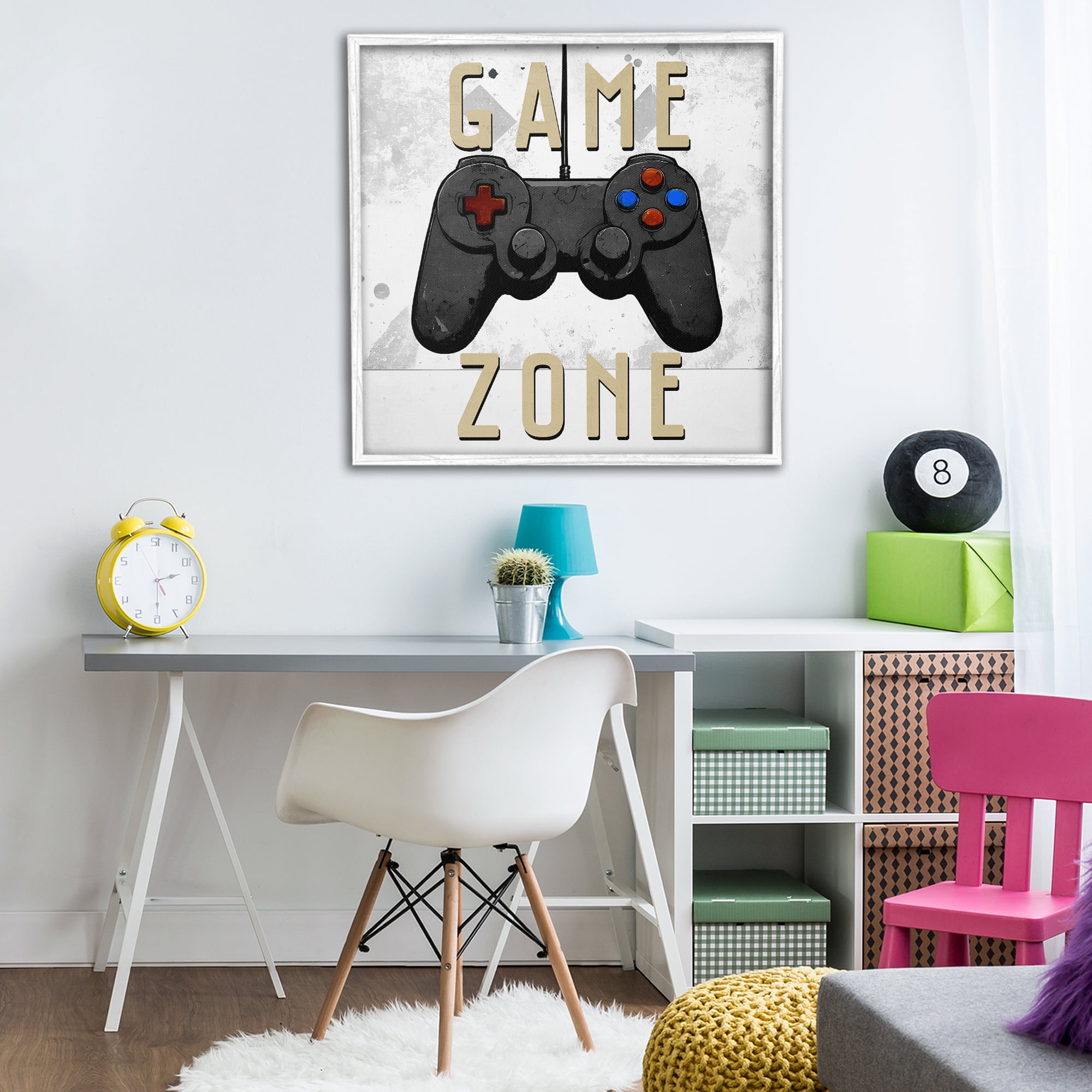 Stupell Industries Game Zone Control White Framed Giclee Art, design by Kim Allen