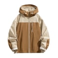 thumbnail image 2 of Maoxin Men Jacket Men's Stitching Drawstring Hooded Slim Fashion Jacket Coat Outwear Jackets for Men , Coffee , L, 2 of 8