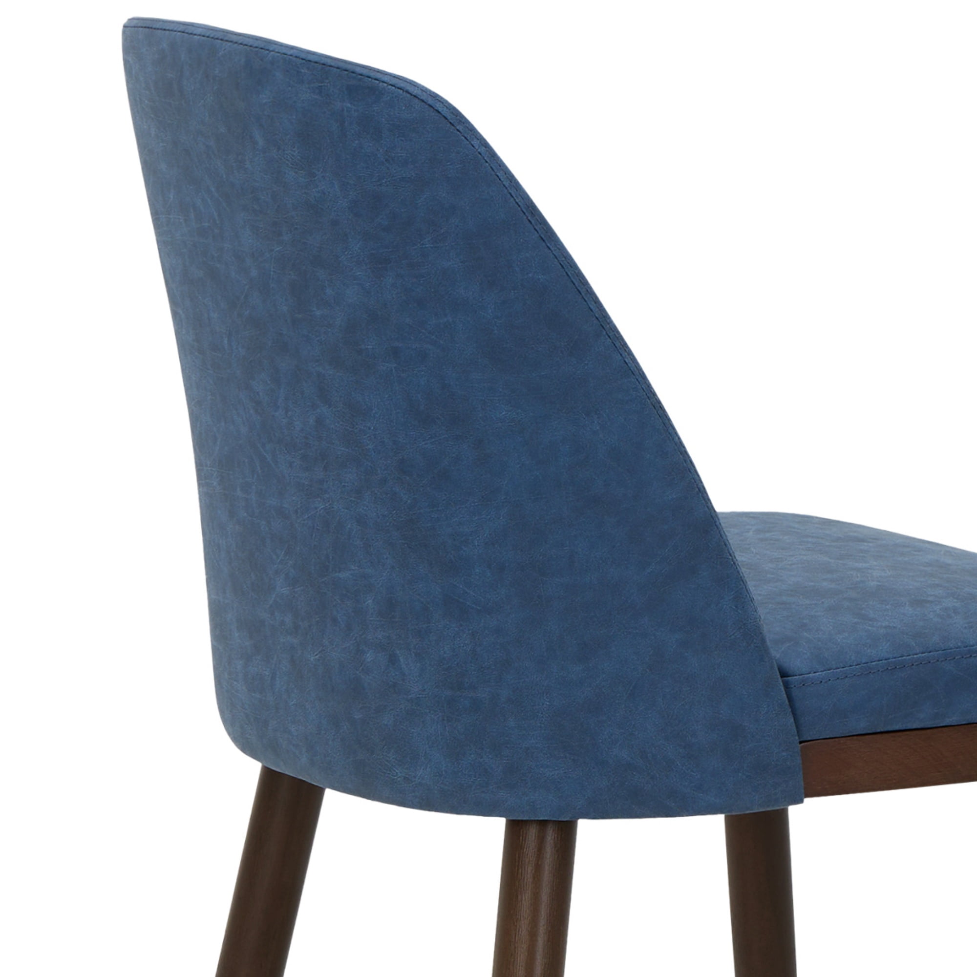 EOP Modern Upholstered Dining Chairs Set of 2, Wooden Dining Side Chairs with Curved Backrest, Armless Kitchen Chairs for Dining Room & Restaurant, Blue