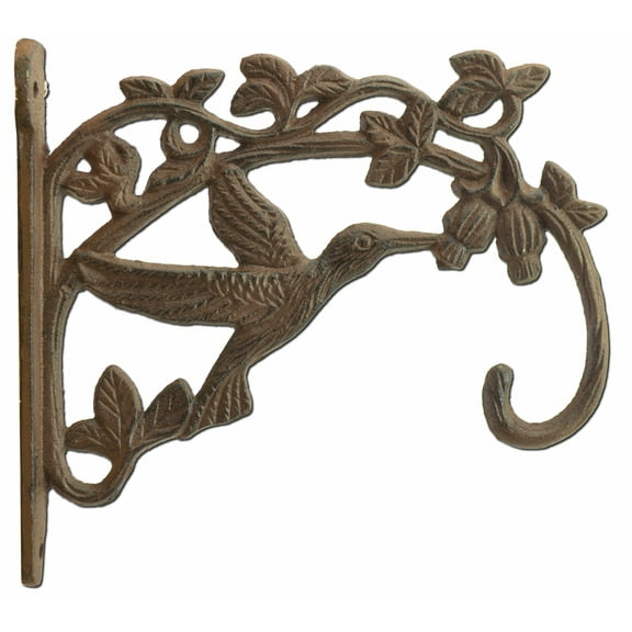 Decorative Cast Iron Plant Hanger - Hummingbird - 7.5" Deep