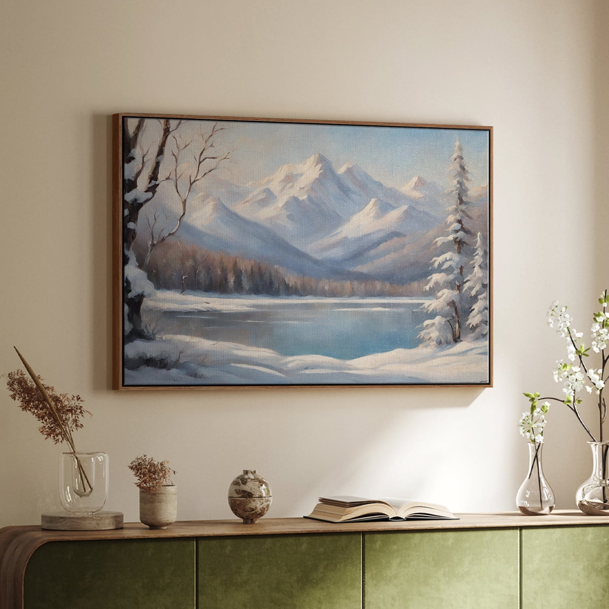 Vintage Landscape-CCV By Wexford Home Framed in Walnut Wood Gallery Wrapped Canvas 17 in. x 25 in.