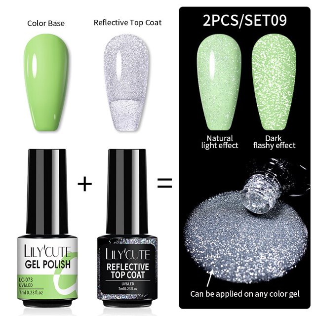 LILYCUTE, 7ml, capa superior reflectante, esmalte de uñas de Gel semipermanente brillante, barniz de Gel UV para uñas, decoración artística de uñas Hybird Tan Jianjun unisex