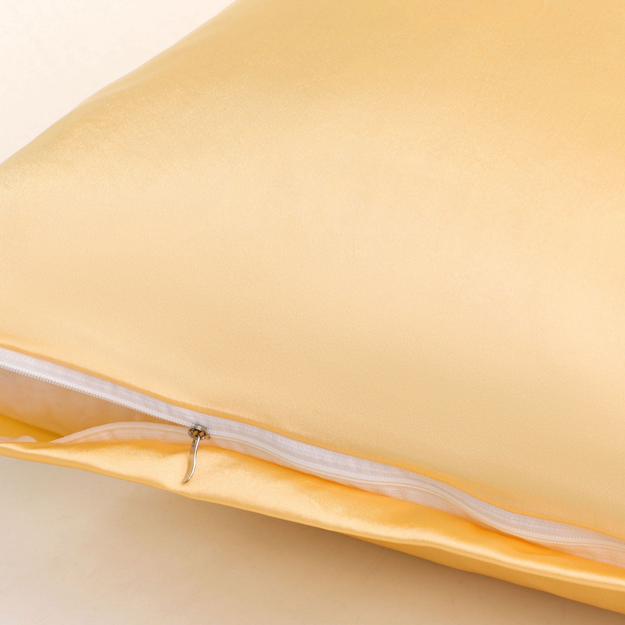 Unique Bargains Zipper Closure 1 PC Satin Body Pillowcases Gold 20"x60"
