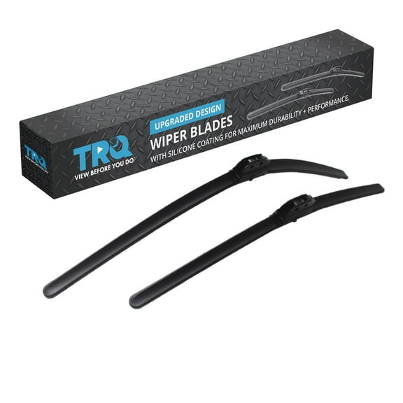 TRQ Silicone Coated Water Repellent Wiper Blades, 19in and 24in Automotive Windshield Wipers (Set of 2)