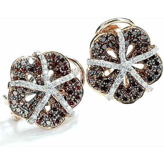 Rag Jewels 2.10 Ct Round Cut Brown Diamond Cricle Push Back Womens Stud Earring's 14K Rose Gold Plated 925 Sterling Silver For Women's