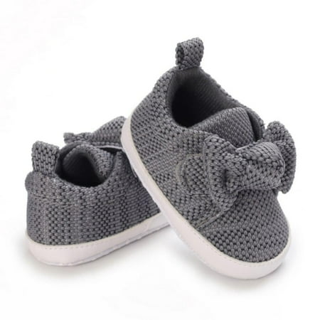 

Infant Newborn Baby Flats Canvas Bowknot Princess Dress Shoes No-Slip First Walkers