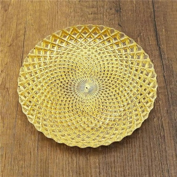 Red Pomegranate Collection R1452-1 Pavo Gilded Glass Salad Plate, Gold - Set of 4