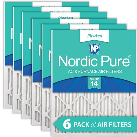 

20x20x1 (19_1/2x19_1/2) Pleated MERV 14 Air Filters 6 Pack
