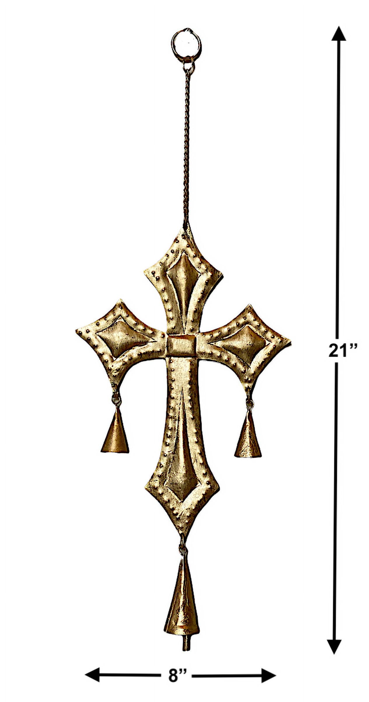 Metrotex Designs 62052 Santa Clara Cross Wind Chime, Burnished Gold