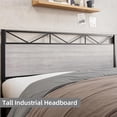 thumbnail image 5 of Queen Size Bed Frame with Headboard, Industrial Platform Full Bed Frame with 14 Strong Metal Slats Support, 11'' Under-Bed Storage, No Noise, Easy Assembly, Oak Grey, 5 of 8