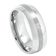 thumbnail image 2 of Men Women Cobalt Wedding Band Ring 8mm 0.07ct White Diamond With Brushed Center SZ 8, 2 of 3