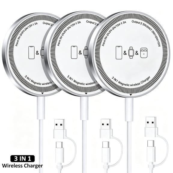 Wireless Charger 3 Pack, 15W Magnetic Fast Charging Pad Compatible with iPhone 17/16/15/14/13/12 Series & AirPods