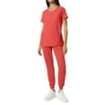 thumbnail image 2 of Minjewel Women's Round Neck Short Sleeve Scrubs for Women Set with Pockets, Classic & Comfortable Scrub Set for Nurses & Caregivers,Saffron 2XL, 2 of 6