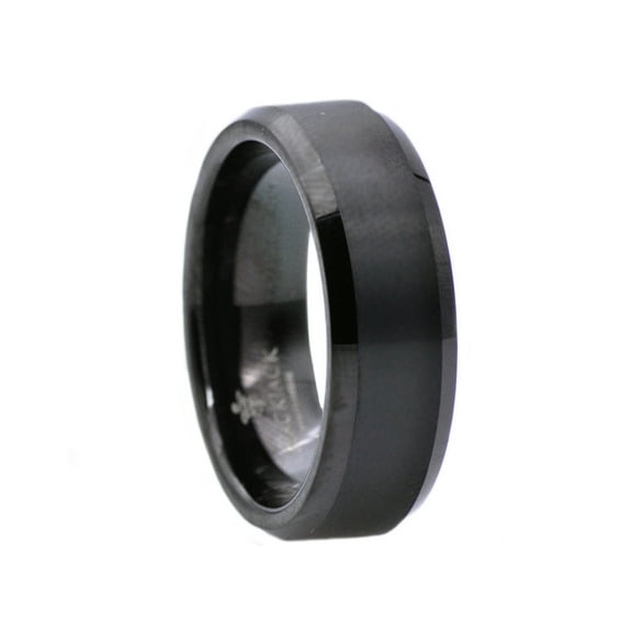 Brushed and Polished Black Tungsten Carbide Men's Finish ring.