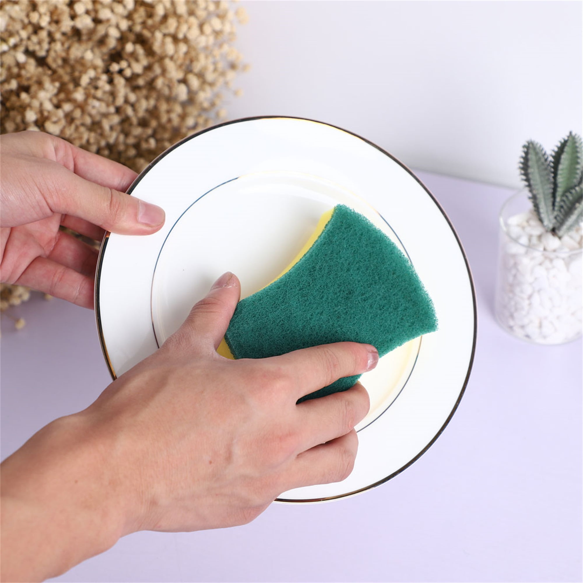 uxcell® Sponge Home Kitchenware Bowl Dish Wash Scourer Scrubber Cleaning  Cleaner Pads 8pcs