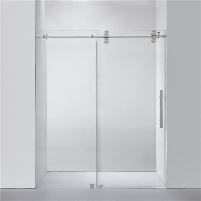 Villena 68'' x 78'' Frameless Sliding Shower Door in Brushed Nickel