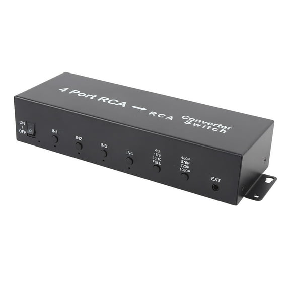 4 Port AV Switch, 4 Way AV Switch, Support NTSC, PAL,4 in 1 HD Multimedia Interface Out Video Switcher Selector Box for DVD Player, VHS, VCR, N64, Game Consoles
