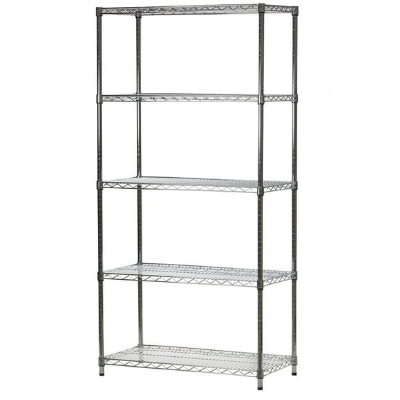 Shelving Inc. 21"d x 36"w x 64"h Chrome Wire Shelving with 5 Tier Shelves, Weight Capacity 800lbs Per Shelf