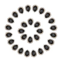 Uxcell Sew on Rhinestones Tear Drop Crystal Rhinestones Pointback Stone Metal Flatback Black