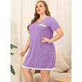 thumbnail image 3 of Women's Plus Size Nightgown PolDots Short Sleeve Sleepwear Nightgowns Purple 2X, 3 of 5