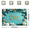 thumbnail image 4 of Teal Golden Happy Birthday Backdrop White Turquoise Photography Background for Women Floral Balloon Banner for Birthday Table Wall Decoration Party Supplies, 4 of 5