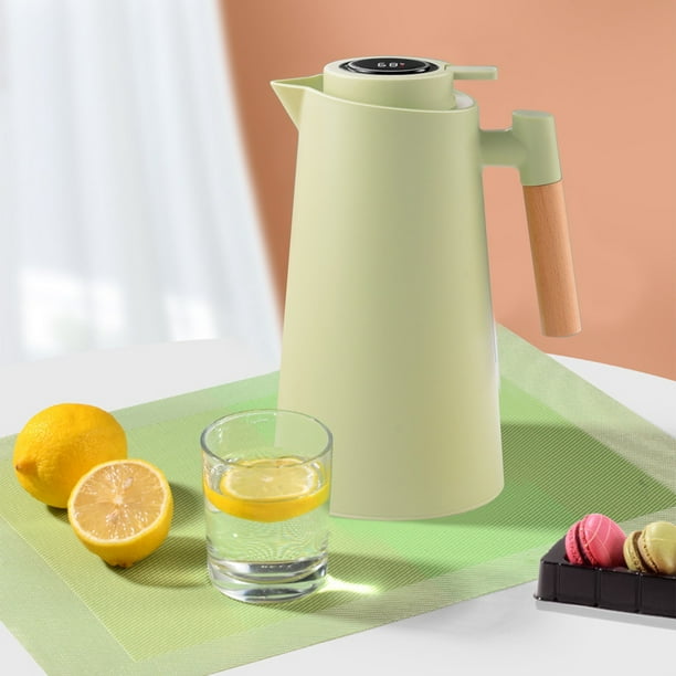 Hervidor inteligente de agua con aislamiento, electrodomésticos, doble revestimiento de vidrio, mango de madera de haya, gran conservación del calor, pulsa un botón, solo para salir del agua.