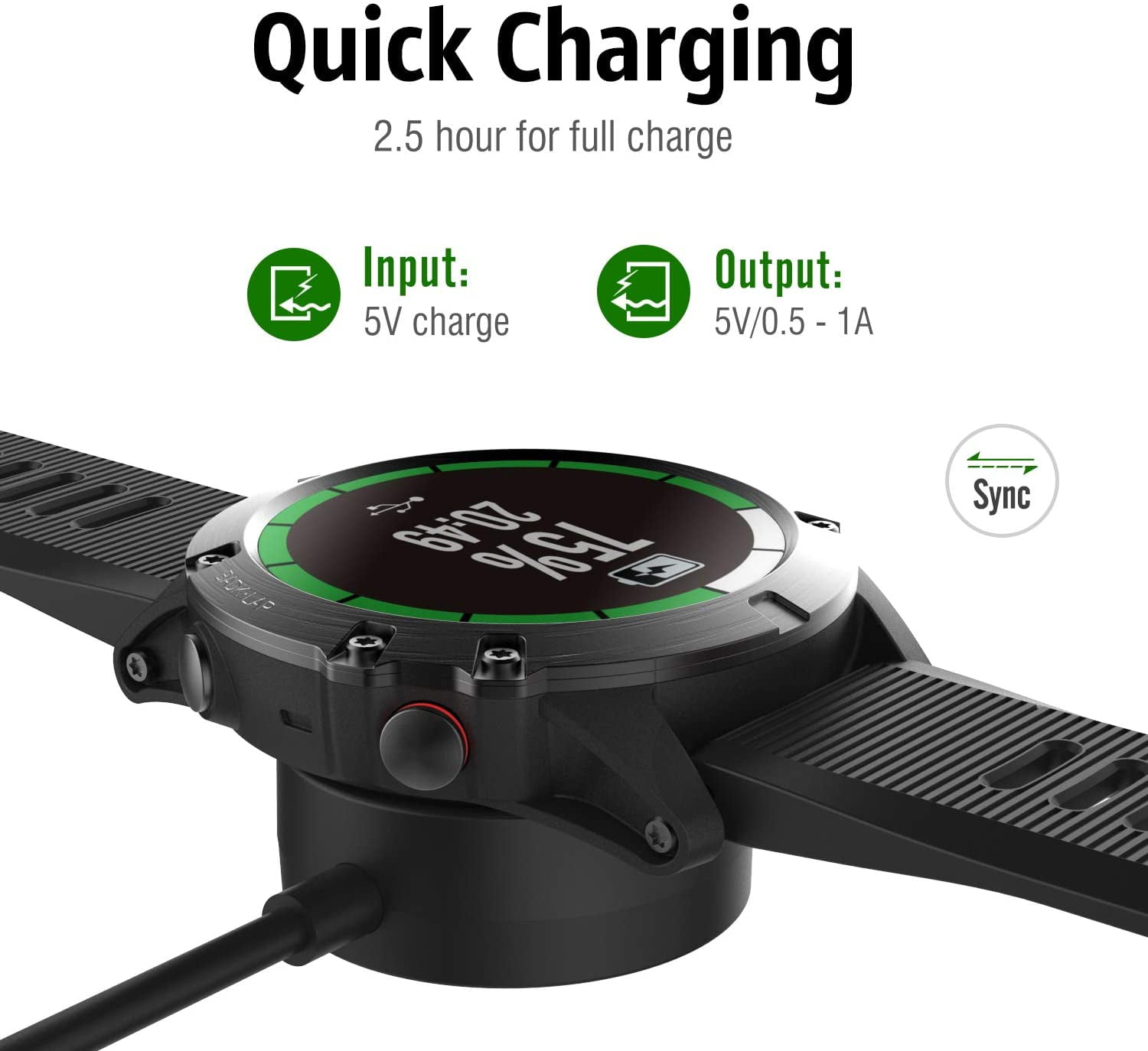 Charger Dock Compatible with Garmin Vivoactive 3/4/4S/Venu/Fenix 5/5  Plus/5S/5S Plus/5X/5X Plus/6/6S/6X/6 Pro/6S Pro/6X Pro/Forerunner  745/Instinct/Quatix 5, USB Data Sync Charging Station, Black | Walmart  Canada