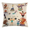 thumbnail image 1 of Circus Throw Pillow Cushion Cover, Circus Performance Fun Athlete and Animals Horse Heavy Lifting Themed Colorful Print, Decorative Square Accent Pillow Case, 16 X 16 Inches, Multicolor, by Ambesonne, 1 of 2