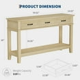 thumbnail image 2 of IDEALHOUSE Light Oak Console Table, 3 Drawers, Entryway Table, Living Room Storage Table, Open Bottom Shelves, Hidden Screws, Modern Sofa Table, Stable MDF Frame, Easy Assembly, Waterproof, 2 of 8
