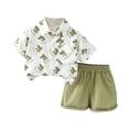 thumbnail image 1 of Odeerbi 0-6 Años Niños Niñas Conjuntos de Verano Camisetas de Manga Corta de Algodón Pantalones Cortos Conjunto Camisa Abotonada Cintura Elástica Traje Corto, 1 of 3