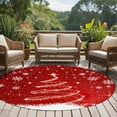 thumbnail image 4 of Round Rugs 6 Ft, Red Christmas Non Slip Area Rugs for Kitchen Bedroom Entryway, Snowflake Xmas Tree Ball Winter Modern Abstract Art Washable Carpet Runner Rug Floor Mats for Bedroom Home Decor, 4 of 9