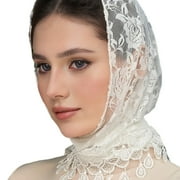 Aellinatey Traditional Tassels Lace Head Scarf Women Headwrap Catholic Chapel Bridal Veils