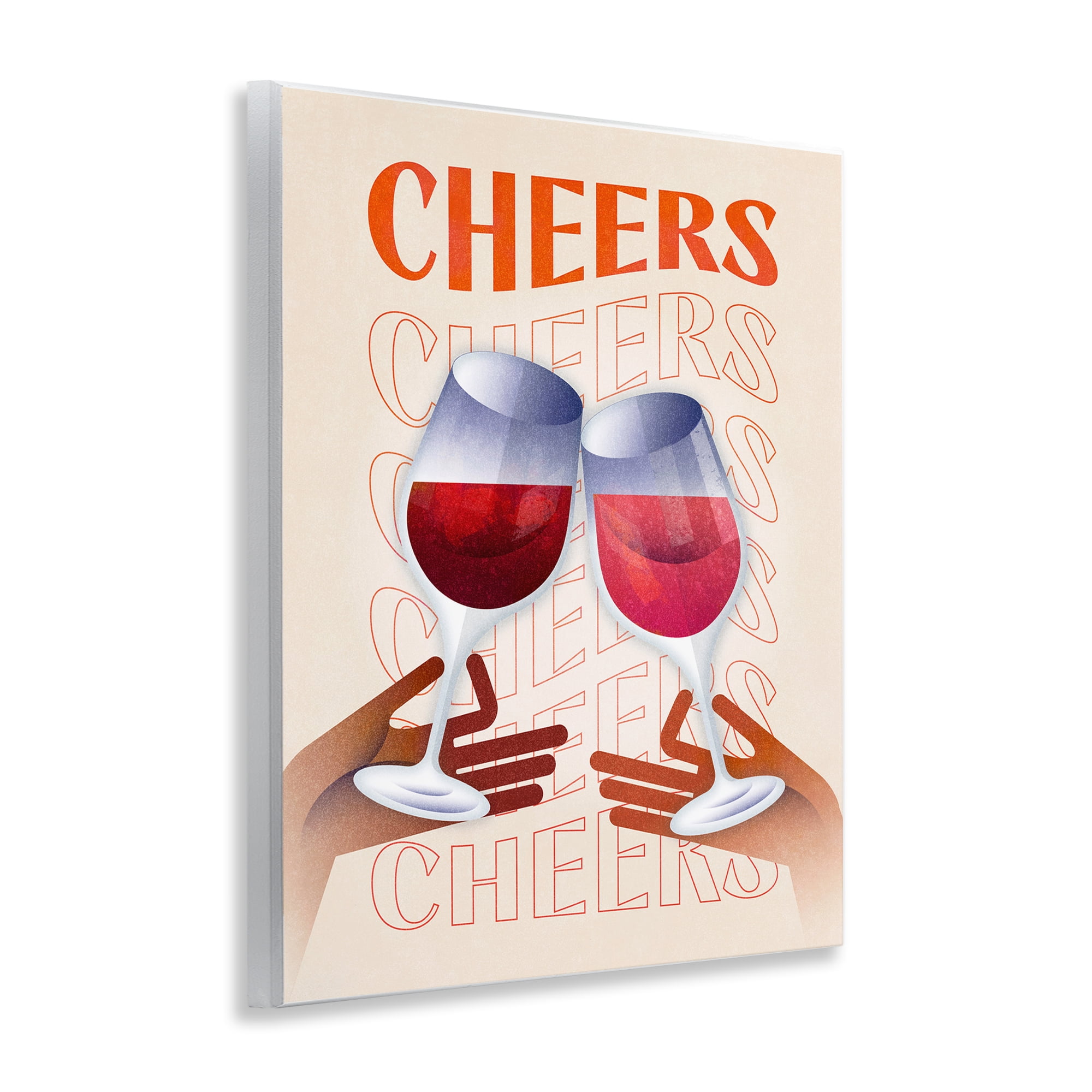 Stupell Industries Cheers Wine Glasses Food & Beverage Painting Unframed Art Print Wall Art, 11 x 14