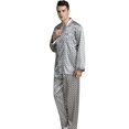 thumbnail image 2 of CNKOO Men‘s Soft Silk Surface Pajamas Set Casual Home Service Two-Piece Set, 2 of 5