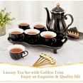 14 pcs Tea Set of 6 with Tray & Spoons, Modern Diamond Design Tea ...